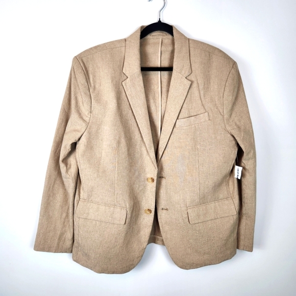 Old Navy Linen Cotton Blend Suit Jacket Blazer Beach Wedding Size XL Summer - Picture 3 of 16